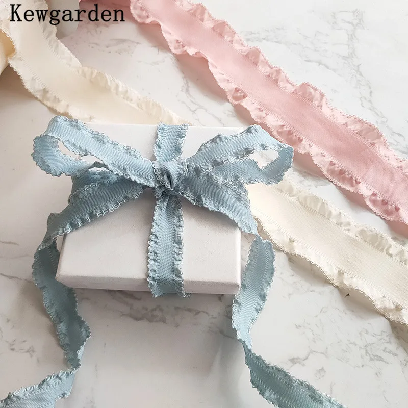 

Kewgarden 25mm 38 mm 1" 1-1/2" Ruffle Ribbon Handmade Sewing Tape DIY Hair Bow Accessories Packing Riband Webbing 10 Yards