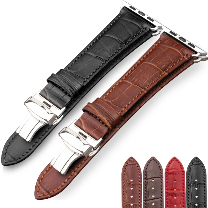 Genuine Leather strap For Apple watch series 5 4 3 6 SE Crocodile bracelet Apple watch band 44mm 40mm iWatch band 42mm 38mm