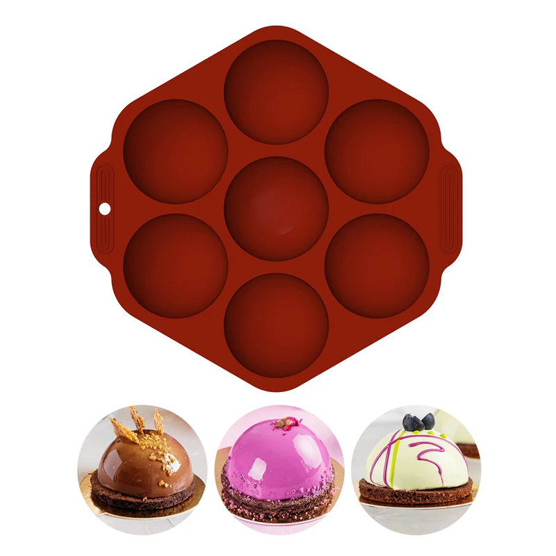 

Новинка 7 сеток шоколадная силиконовая форма Шестигранная полушаровая форма для торта ледяной поднос желе конфеты инструмент Diy формы для к...