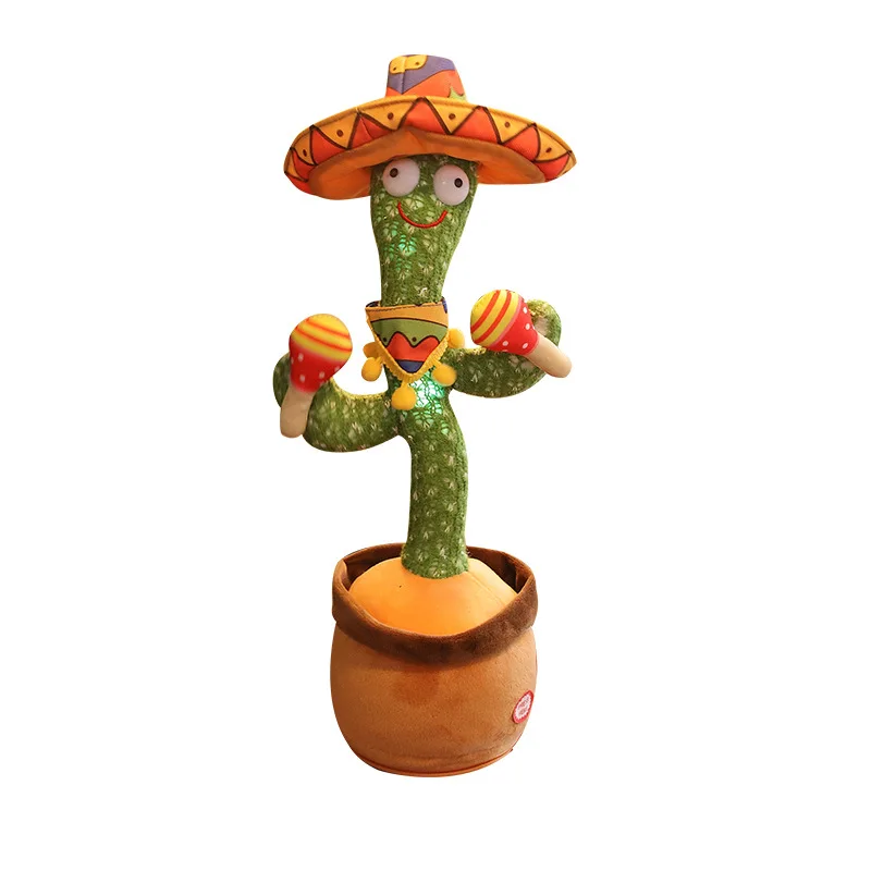 Cactus de baile electr&oacute;nico mejorado para ni&ntilde;os, decoraci&oacute;n de baile, regalo divertido, juguetes de Educaci&oacute;n Temprana, tejido de punto, juguetes de peluche-3