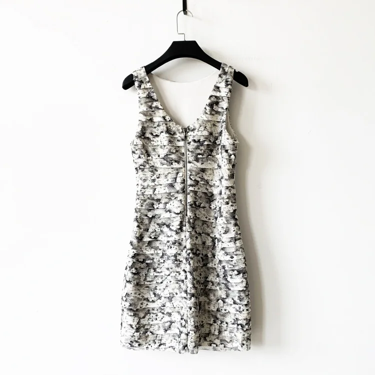 

A + O high end 100% pure silk elegant printed cake level celebrity new dress