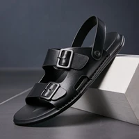 Men's fashion beach Leather sandals summer Home outdoor walk Cowhide  slippers size 38-45 sandals men’s leather shoes