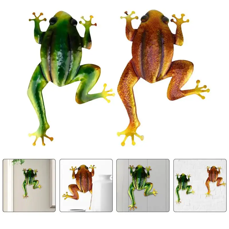 2 шт. металлический лягушки Декор стены декоративные искусства Висячие украшения