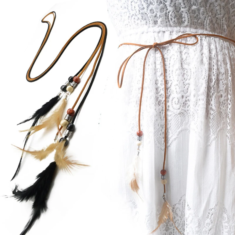 

2021 летние пояс для женщин бусина серебряного цвета тонкие ремни для дам перо с резинками на поясе платья для выпускного вечера, для девочек ...