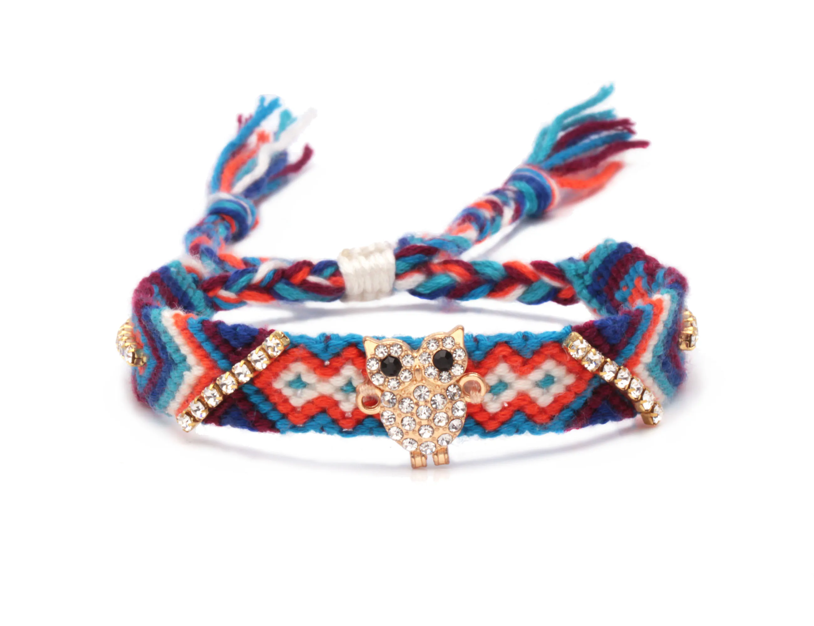 Boho бриллиантовый большой черный глаз совы счастливый Шарм макраме браслет