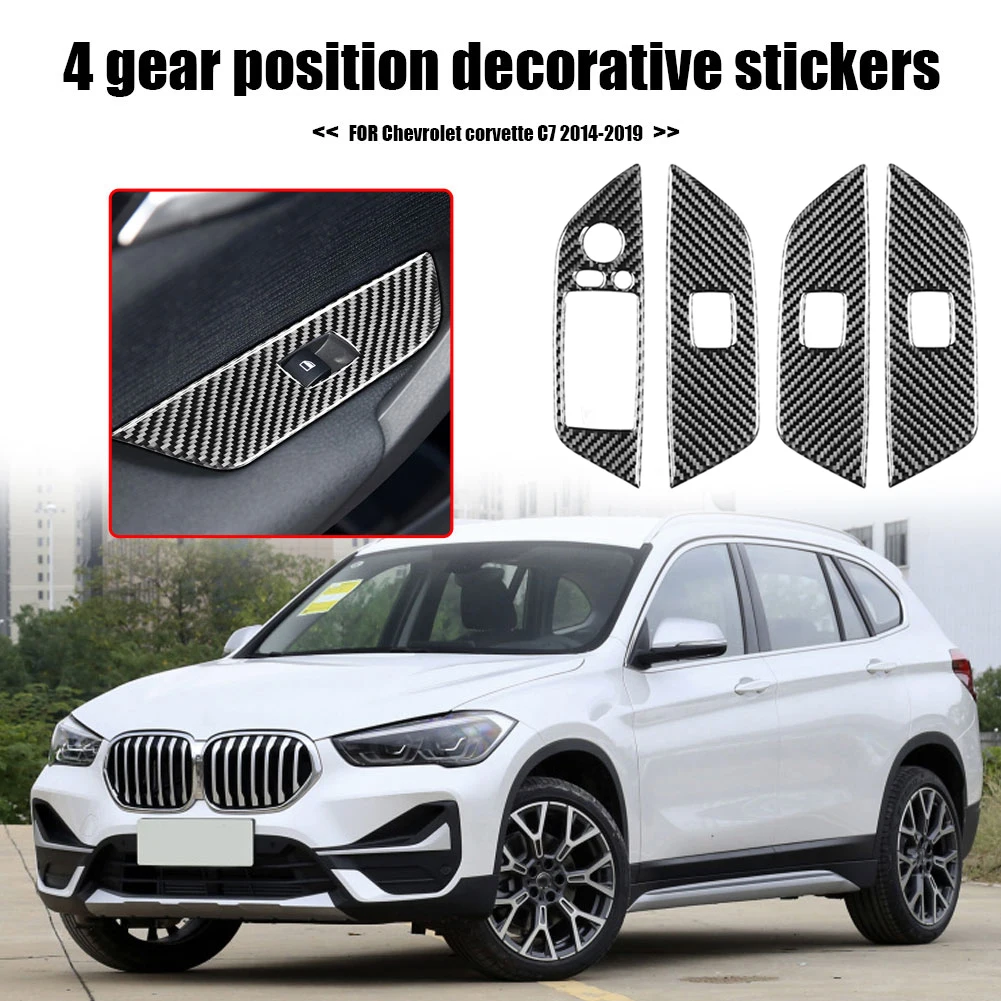 

Окна из углеродного волокна отделка кнопки выключателя подъема Стикеры накладка автомобиля Средства для укладки волос BMW E84 X1 2011-2015 RHD