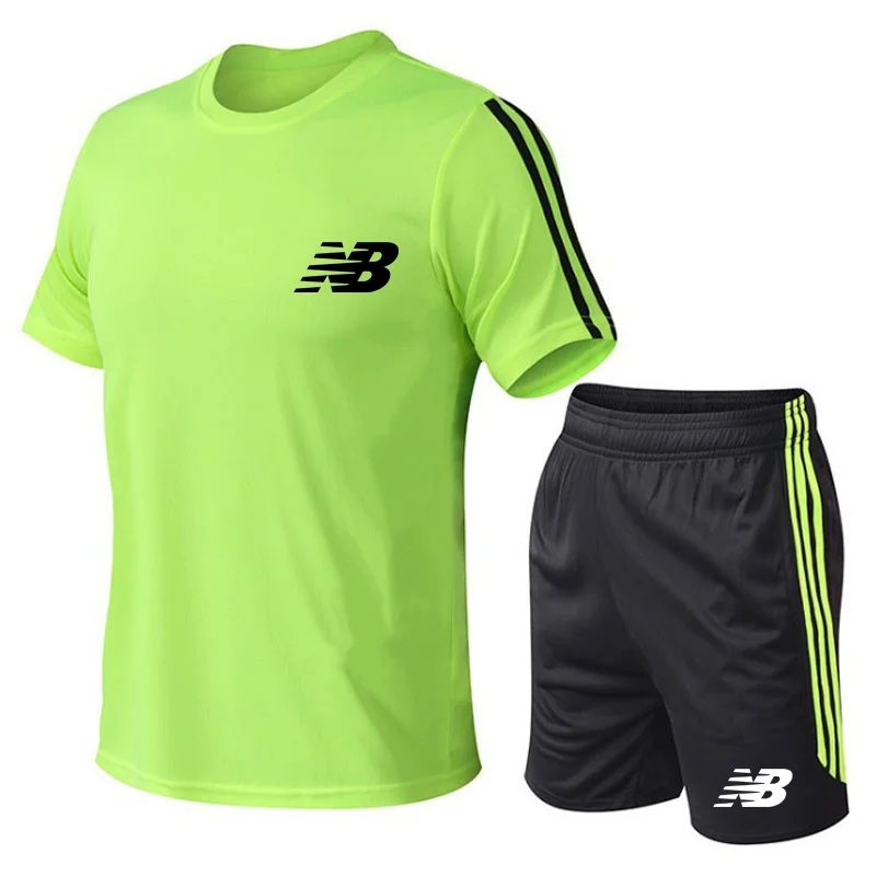 

NB printed shorts new T-shirt sports suit casual running wear summer short-sleeved two-piece 2021 men's suit sportswear