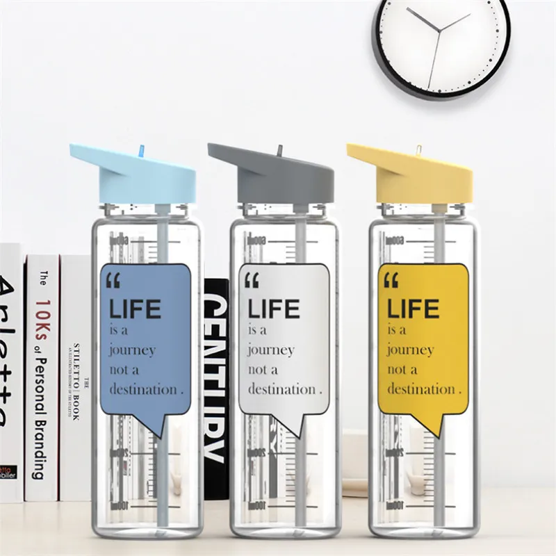 Бутылка для воды из соломы 720 мл принт фламинго ручка сока|Бутылки воды| |