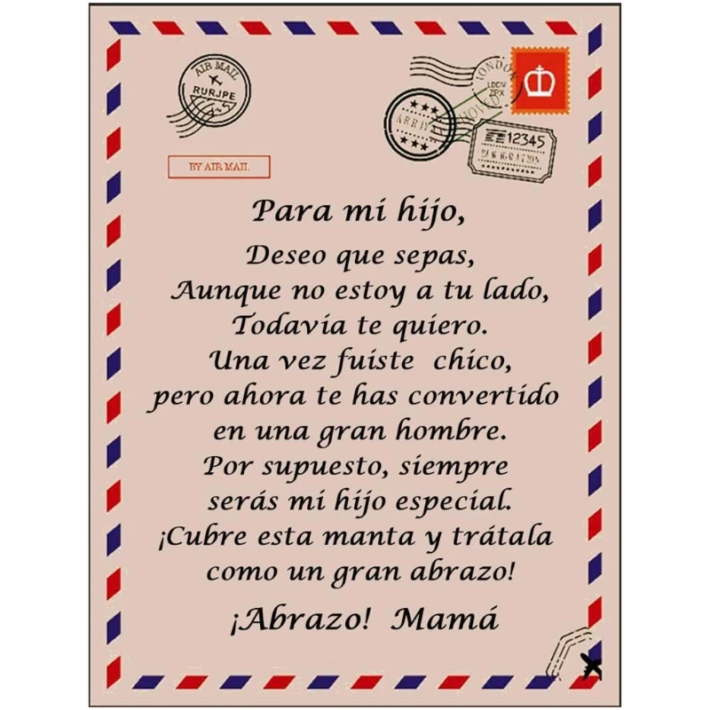 

Personalized Flannel Blanket to Daughter Son Spanish Letter Printed Quilts Gift