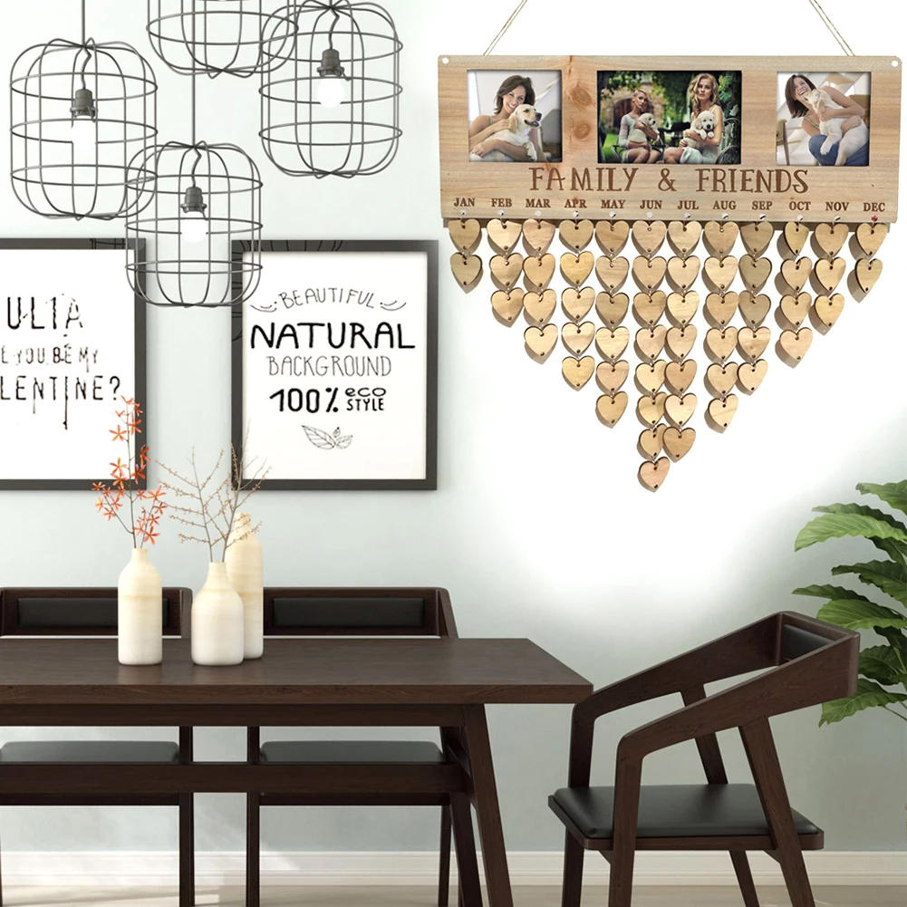 Деревянный календарь DIY доска Подвески Фоторамка резная текстовая для сообщений