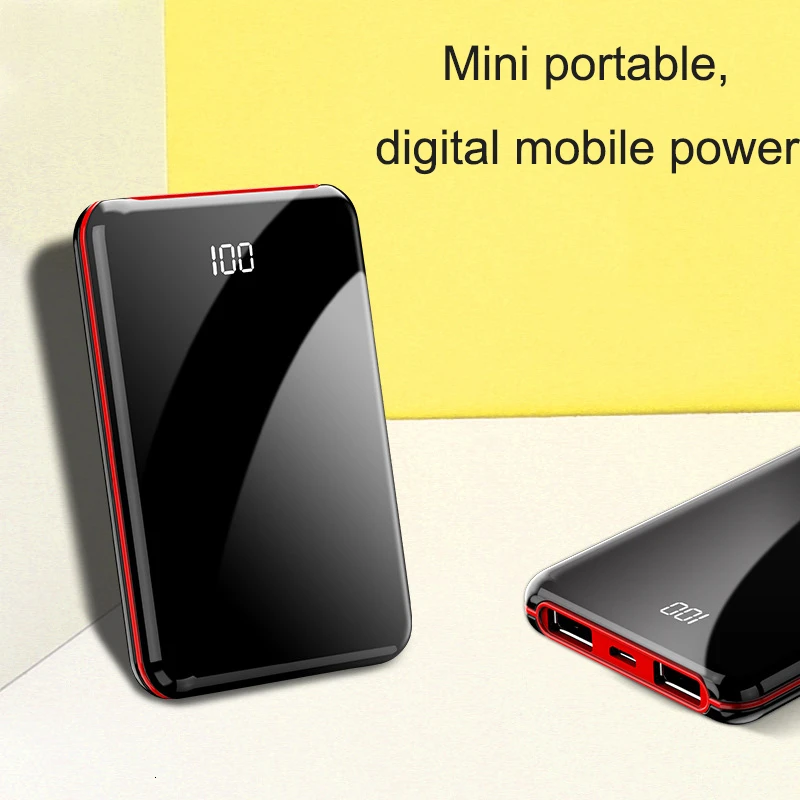 20000 mah портативный мини внешний аккумулятор с зеркальным экраном и цифровым дисплеем, внешний аккумулятор для смартфона