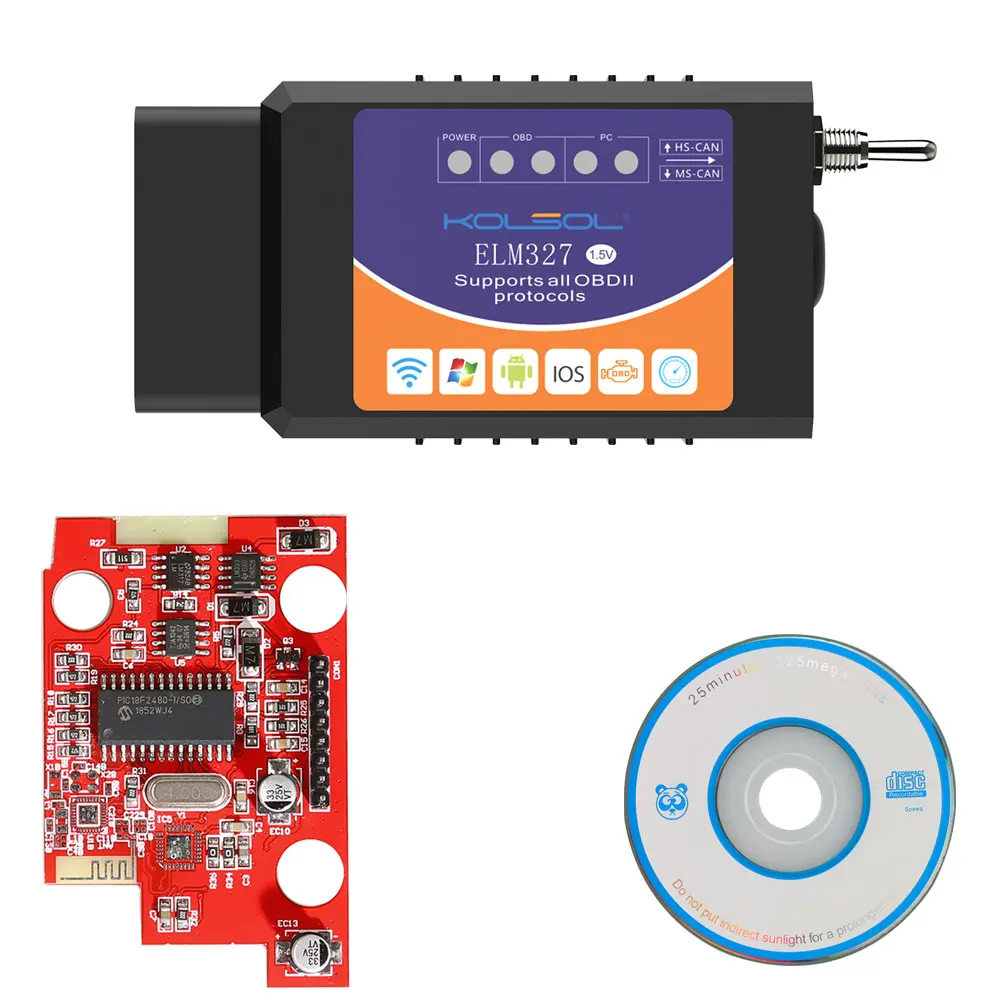 KOLSOL беспроводной ELM327 для Ford ELMconfig CH340+ 25K80 чип HS-CAN/MS-CAN ELM 327 V1.5 OBD2 сканер кода