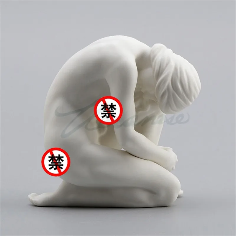 WU CHEN LONG Modern Ceramic Lady's Statue Nude Girl Kneeling Art Sculpture Abstract Characters Figurine Home Decor Gifts R4141