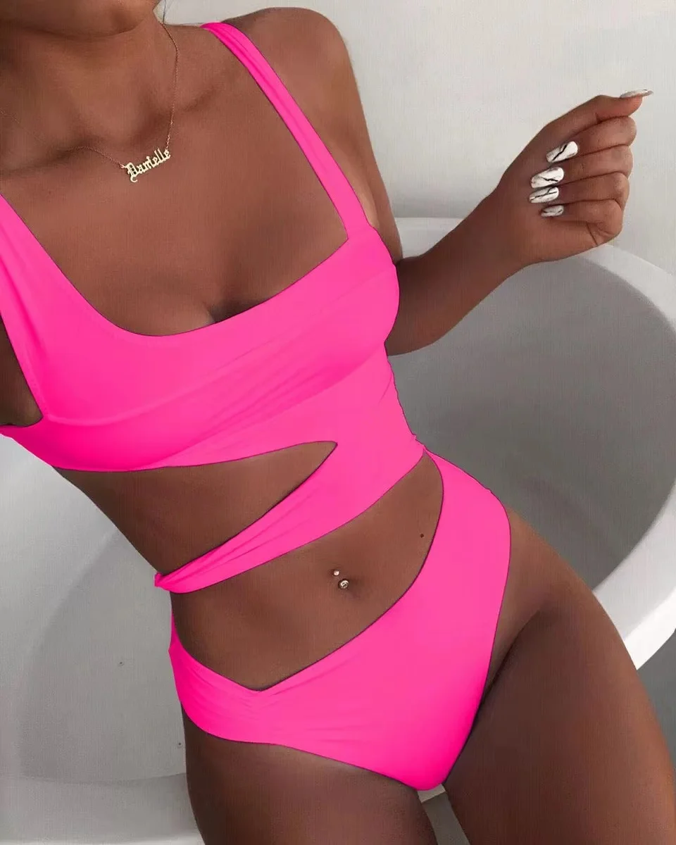 

160 Swimsuit Women Sexy Hollow Out Swimwear Summer Black Bathing Suits Beach Swim High Waist One Piece Monokini swimwear