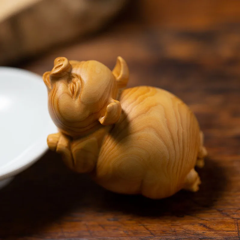 7 см маленькие фигурки милых свиней новые деревянные статуя в форме знака зодиака