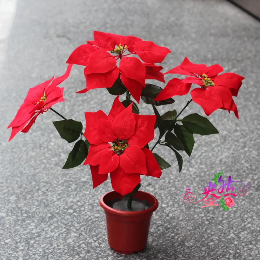 

Flower simulation , Arts and crafts Poinsettia Christmas decoration Christmas gifts Home decoration Do not contain flower pot