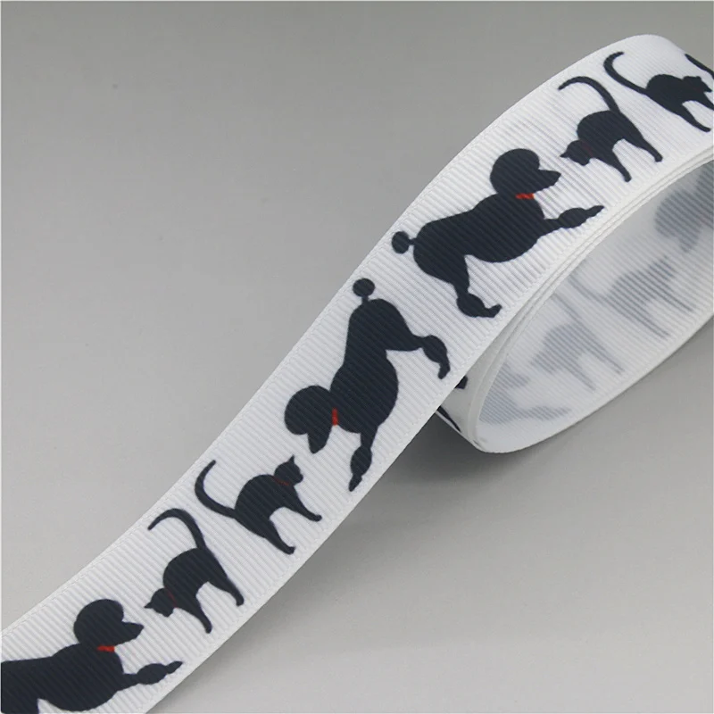 DUWES 50 ярдов собака пудель бульдог корги принт Grosgrain Hairbow головные уборы украшения