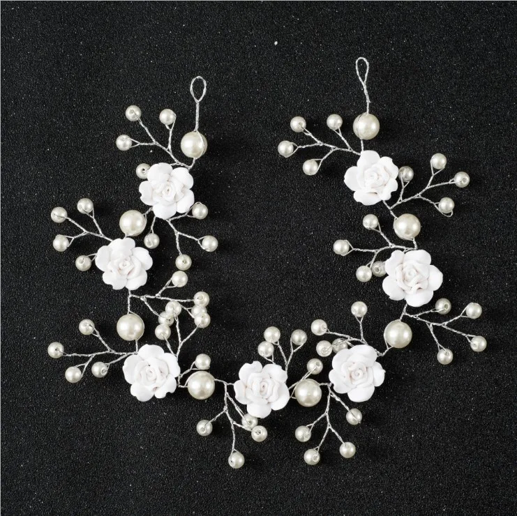 Женский обруч для волос с цветами белый или красный цветочной короной свадебный