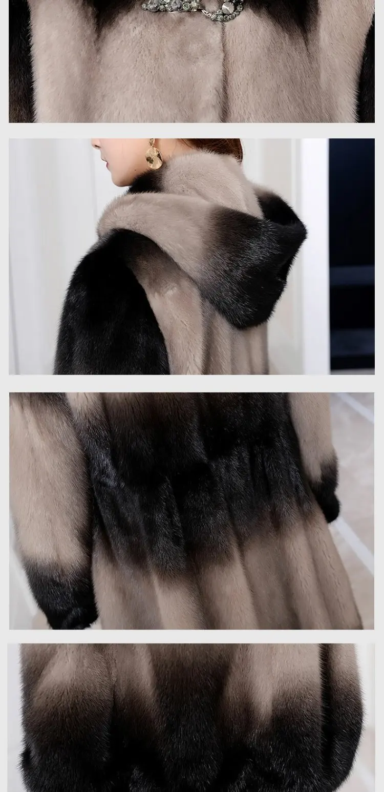 inverno полностью из норки пальто с мехом longa seçao das mulheres com a moda com capuz sechao tingidos jaqueta de agua