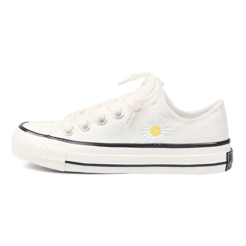 

Women Canvas Shoes with Little Daisy High Top Breathable Casual Sneakers Vulcanize Shoes