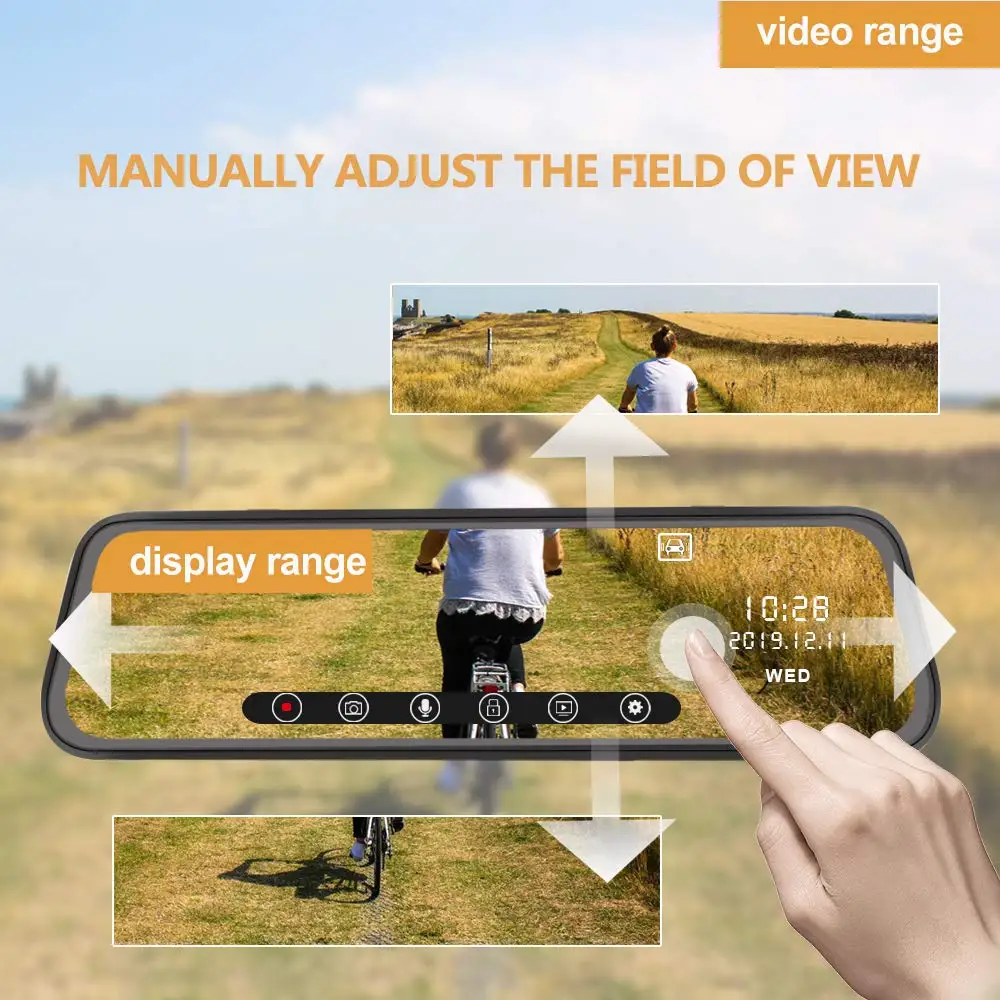 HGDO10 &quotпоток зеркало заднего вида Автомобильный видеорегистратор с сенсорным