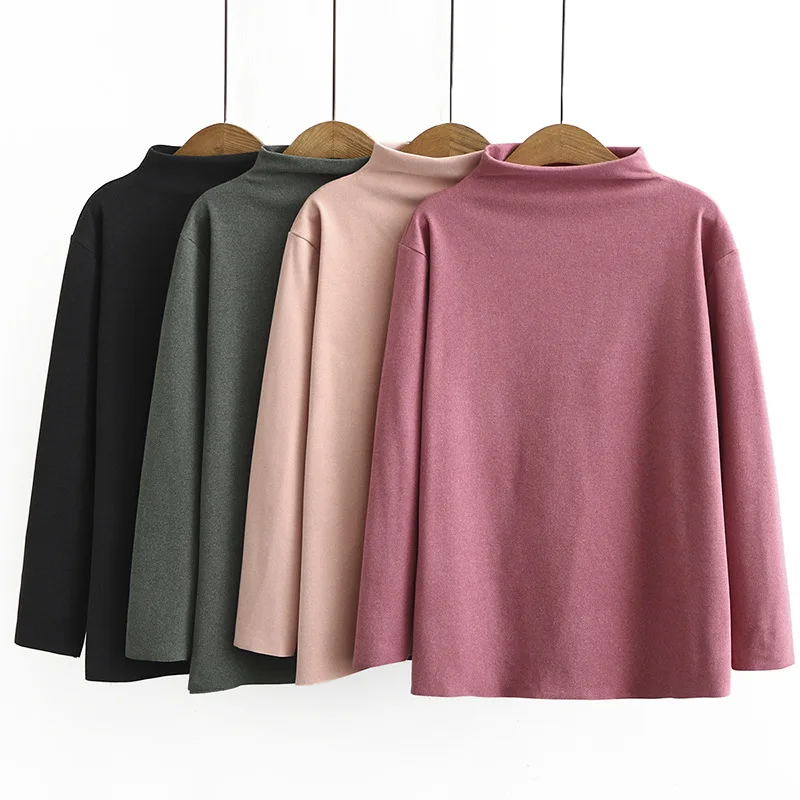 

New Ladies Autumn Winter Plus Size Basic Tops For Women Large Slim Long Sleeve Red Warm Turtleneck Elastic T-shirt 4XL 5XL 6XL