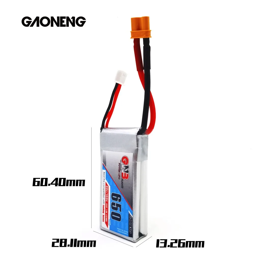 2 шт. Gaoneng GNB 650 мАч 7 4 В 80C/160C 2S1P Lipo батарея с разъемом XT30 JST для FPV Racing Drone оси RC Quadcopter