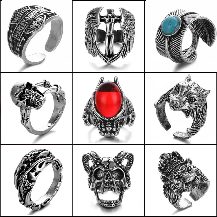 

WANGAIYAO2021 new domineering fashion ring men retro devil eyes punk single ring personality boys ring opening adjustment stainl
