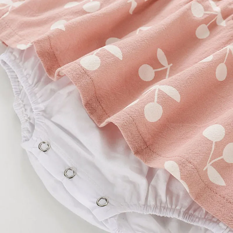 

Fashion Cute Cherry Prints Baby Jumpsuit Kids Clothing Rompers Newborn With Hat Jumpsuits New Baby Rompers New Summer Clothes