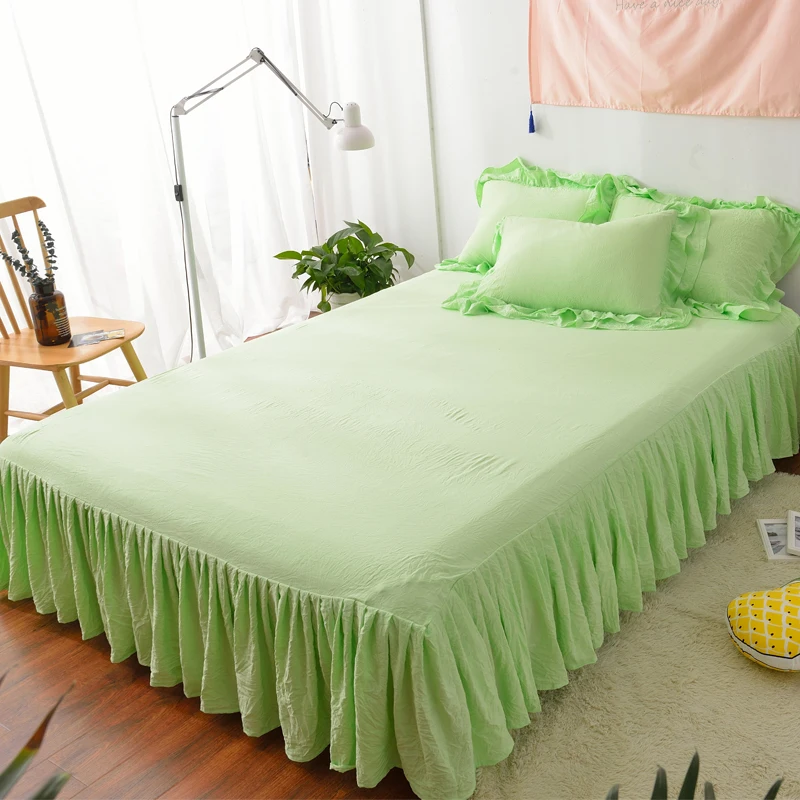 Washed Cotton Bed Skirt ( Without Pillowcase ) Fitted Sheet Comfortable Bedsheet King Queen Size Bedspread Mattress Cover | Дом и сад