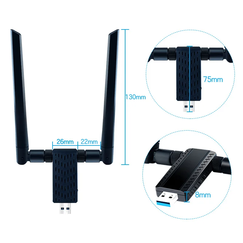 kuwfi usb3 0 wifi adapter 1900mbps dual band 2 4g5ghz wifi antenna 25dbi wireless usb network card receiver for pclaptop free global shipping