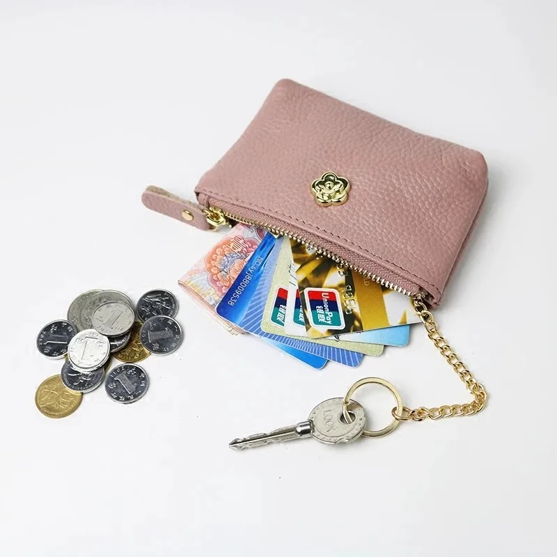 

Women Mini Wallet Soft Leather Female Purse Card Holder Coin Purse Short Wallets Small Zipper Keychain Clutch Bag Lady Purse