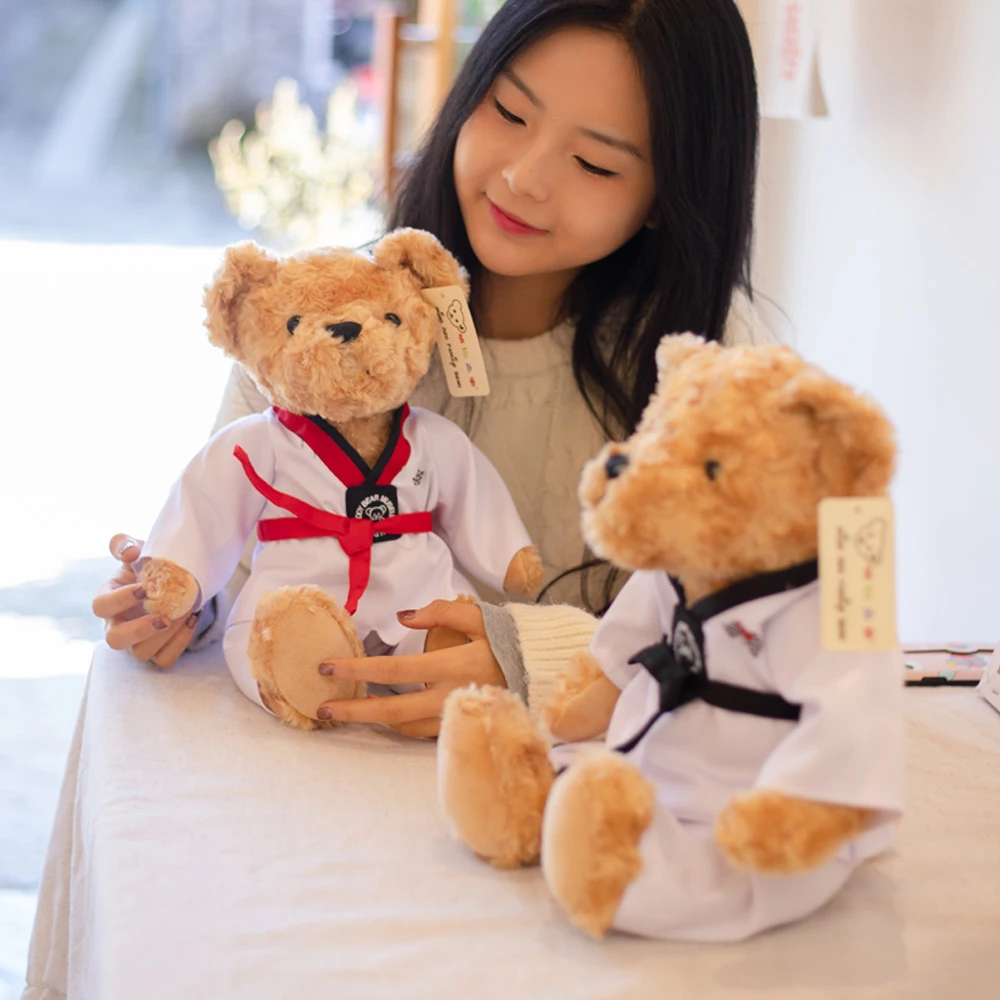 

Cute Taekwondo Bear Plush Toys Stuffed Soft Kawaii Teddy Bear Animal Dolls Kids Children Girls Graduation Gifts Room Decotation