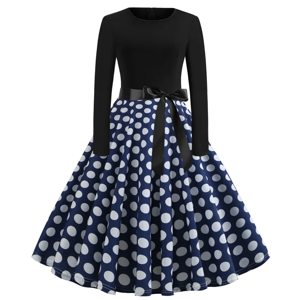 Рождественское Платье женское с длинным рукавом тонкое ретро большое свободное