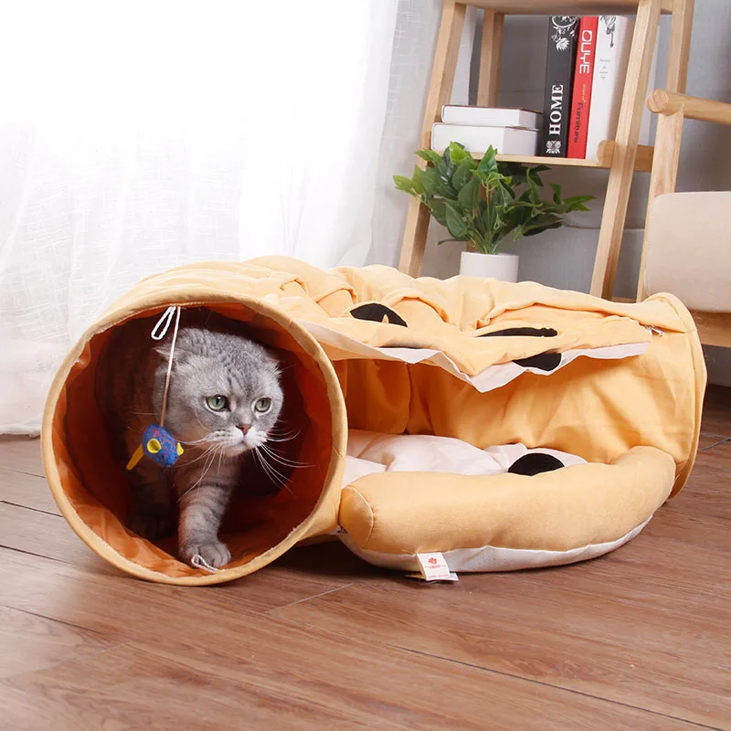 

Collapsible Indoor Cat Bed Tunnel Funny Interactive Puppy Cat Toy with Ring Rabbit Play Tubes Pet Supplies