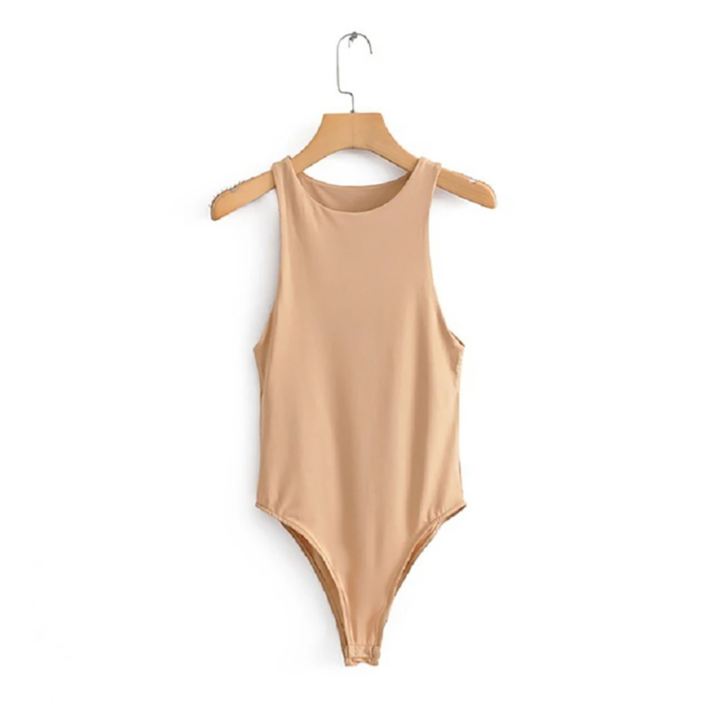 

Women Sexy Sleeveless Bodysuit Solid Color Slim Stretch O Neck Bodycon Basic Female Jumpsuit Office Wear Playsuits Tops New