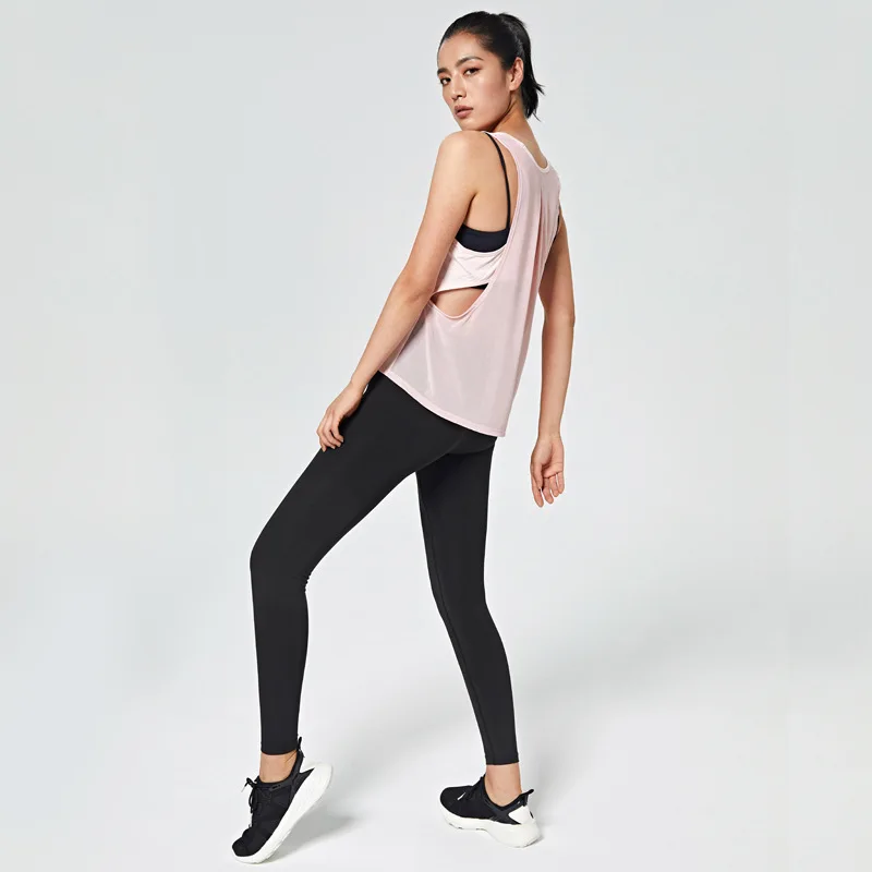 

Yoga Clothing Sport Shirts Seamless Tops for Women Gym Running Loose Sleeveless Workout Fitness Sportswear Mesh Yoga Vest New