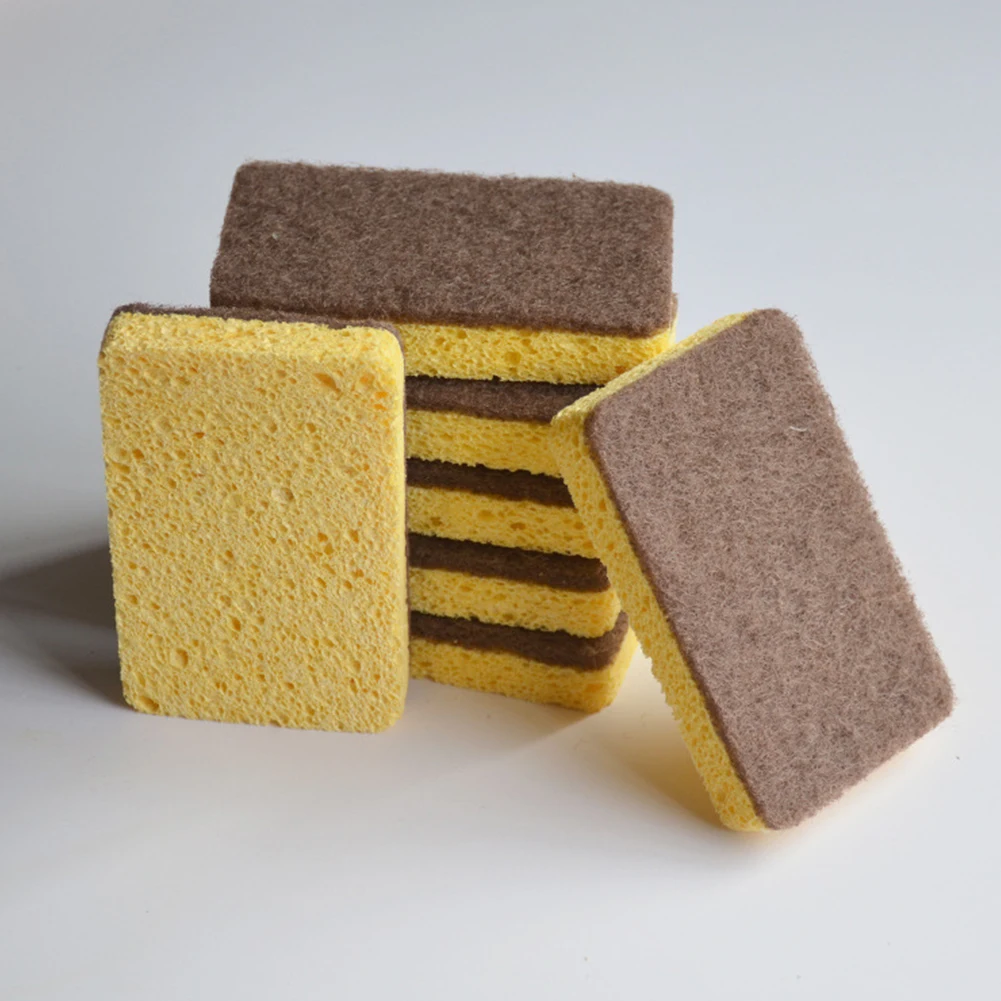 

3pcs/6pcs Scrub Sponges Natural Plant Based Non-Scratch Biodegradable Eco Scourers for Kitchen and Bathroom Gadgets Tools