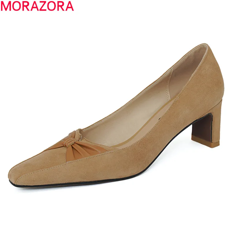 

MORAZORA/2021 Новое поступление туфли на высоком каблуке обувь Одежда высшего качества из овечьей кожи; Женские туфли-лодочки; Сезон лето; Неглубо...