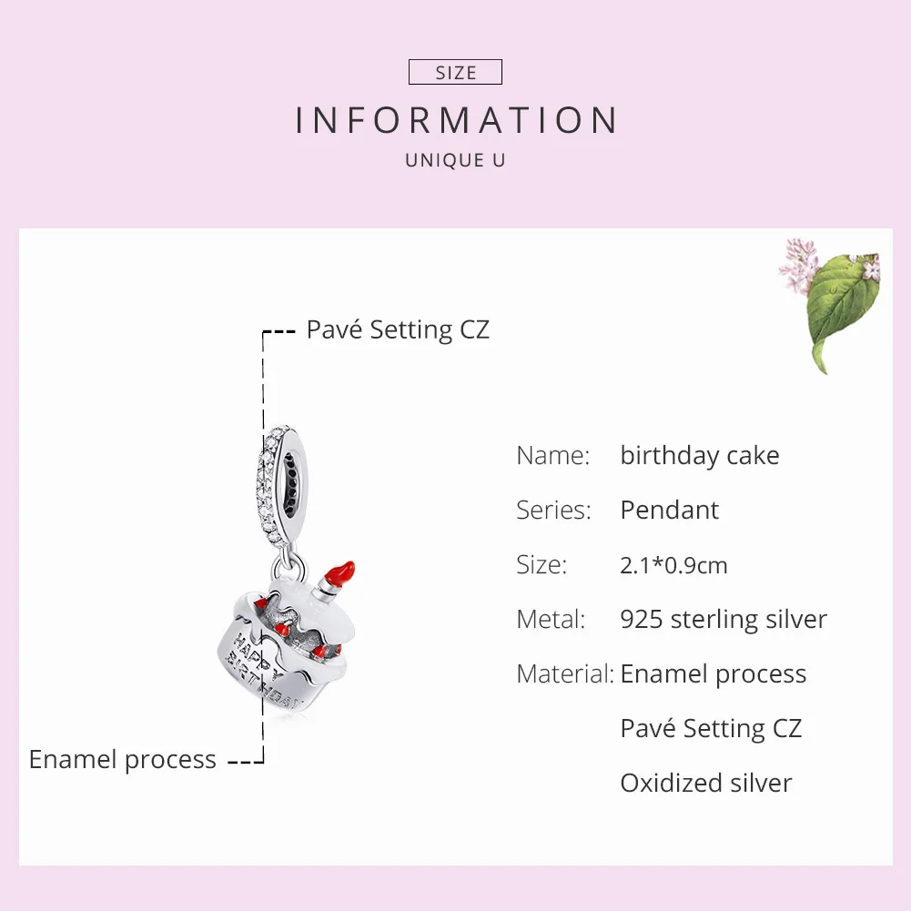 

Cupcake Charm Birthday Cake 925 Sterling Silver Charm Pendant for Original Bracelet Bangle for Women Jewelry SCC1848