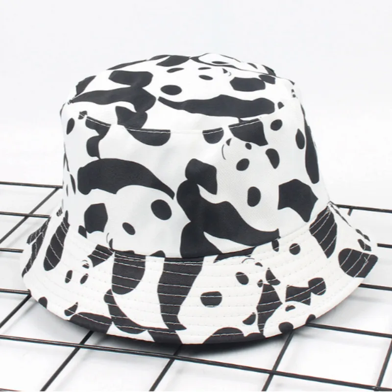 Панама двусторонняя с мультяшной пандой хлопковая двухсторонняя набедренная