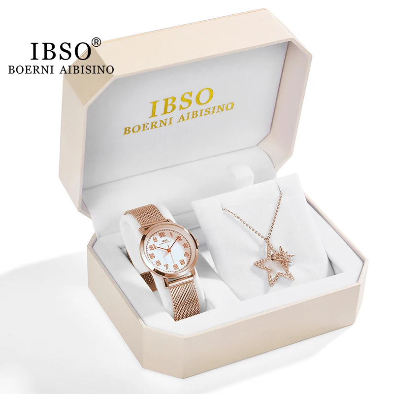 Бренд IBSO комплект женских часов из розового золота женская модель модные