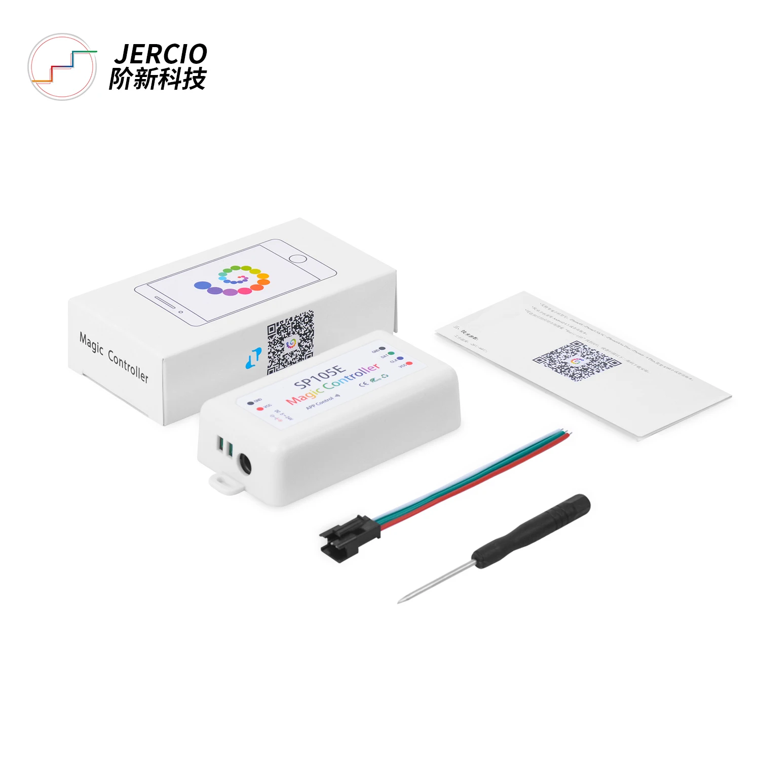 JERCIO DC5-24V SP105E Magic Controller Bluetooth 2048 Pixels for WS2811 2812 SK6812 IC LED Strip Support IOS / Android APP on. Джерсио DC5-24V SP105E Магический контроллер Bluetooth 2048 пикселей для WS2811 2812 SK6812 IC светодиодной ленты Поддержка IOS 