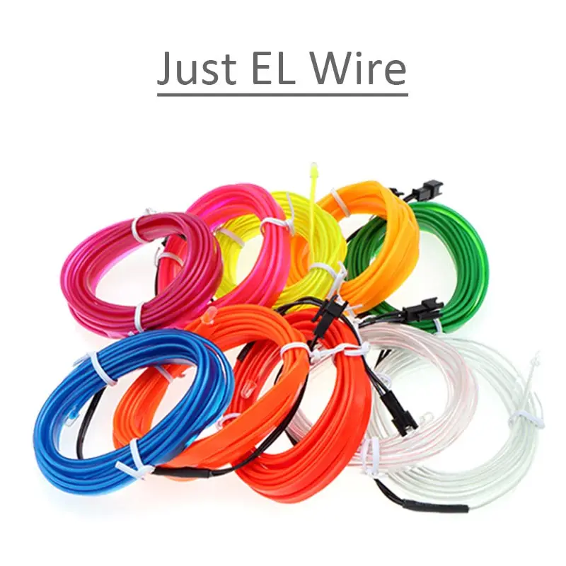 Just EL Wire 1-5 м Гибкий EL провод неоновый свет Декорации для вечеринки свет 6 мм швейный край светодиодный водонепроницаемый EL проволочные лампы с водителем DC12V - Испускаемый цвет: Just EL Wire