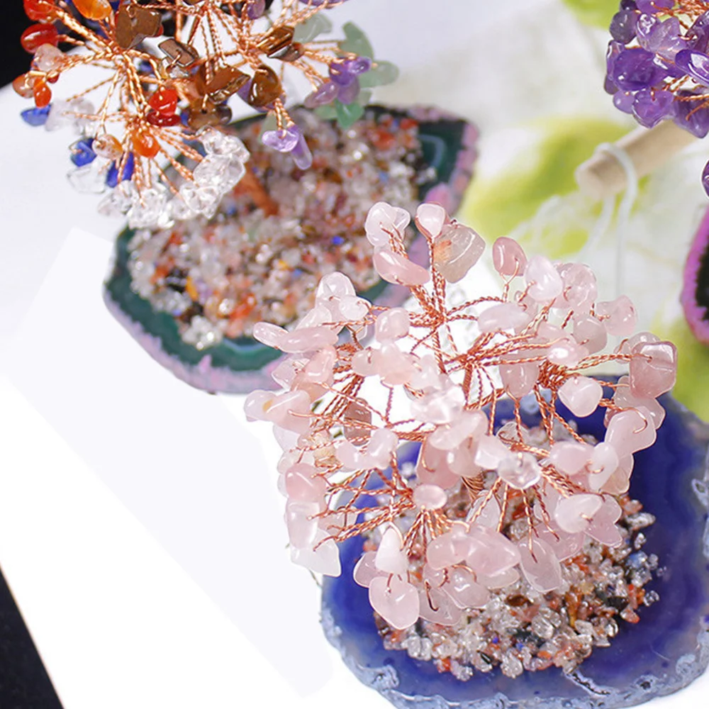 

Natural Crystal Amethyst Pink Crystal Colorful Gravel Flower Tree Ornaments Home Decoration Agate Chassis Supplies