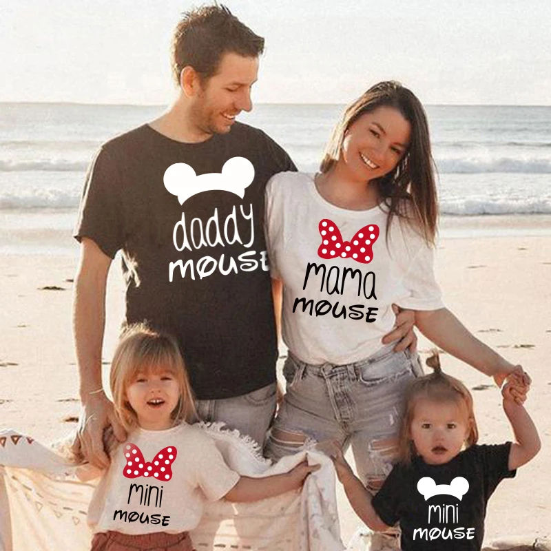 Family Look Cotton T-shirt Mommy and Me Clothes father girls boy daddy Son kids Mother Daughter matching family outfits look