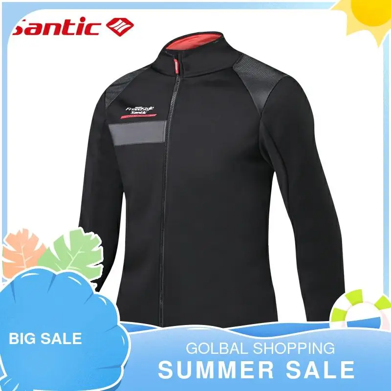 Santic мужские велосипедные куртки подходят для 2 10 градусов черный белый цвет