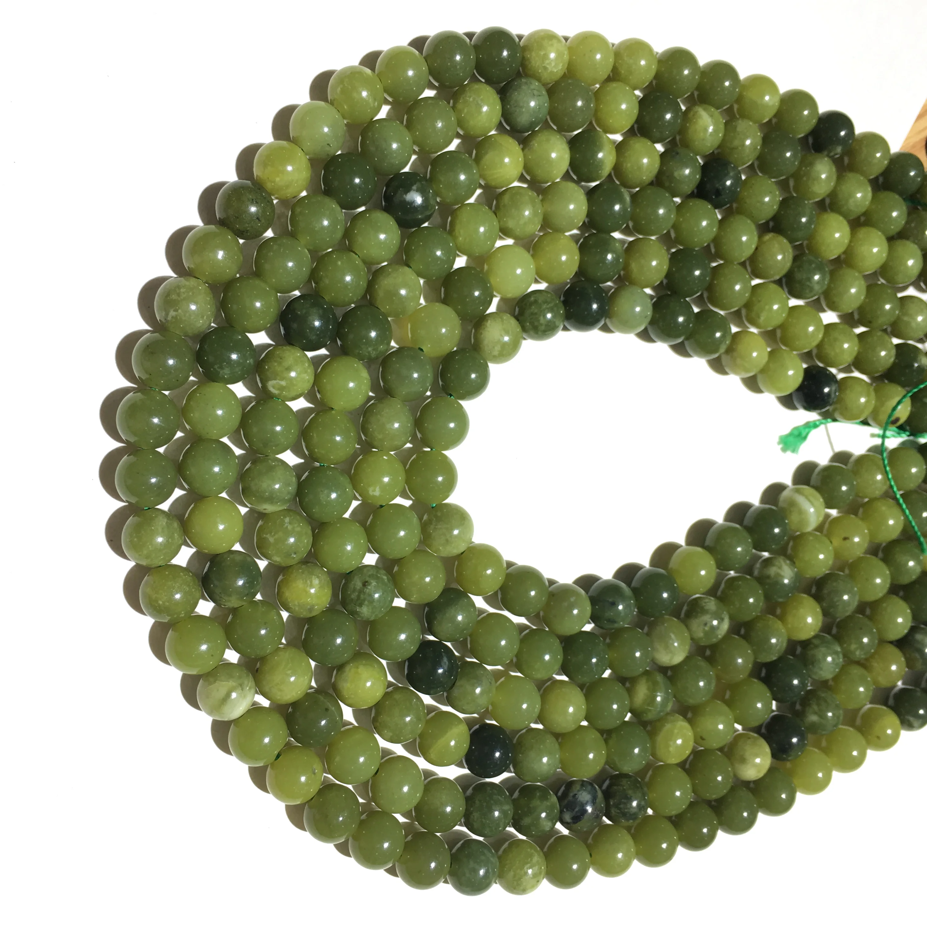 Китайский нефрит халцедон натуральный зеленый камень бисер Исцеление