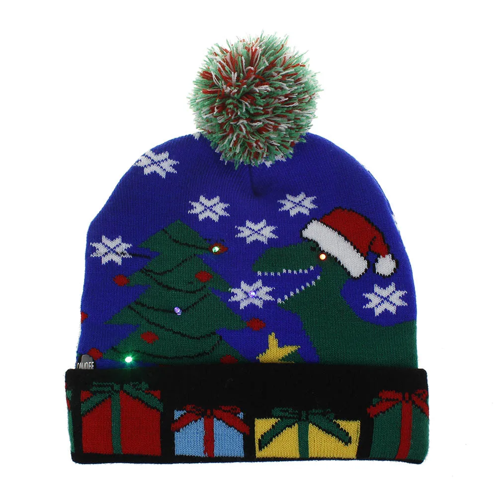 Christmas Element Jacquard Beanies Accessories Gift Hat Outdoor Sports With Light LED Knitted Female |