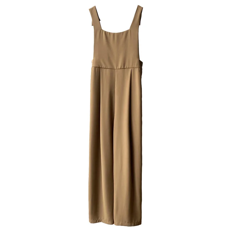 

Yeeloca Temperament Suspender Jumpsuit Female 2021 Summer New Korean Fashion High Waist Rompers Slim Wide Leg Strap Pants